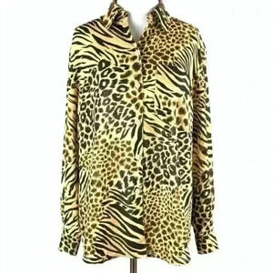 Liz sport top size small black brown cheetah print